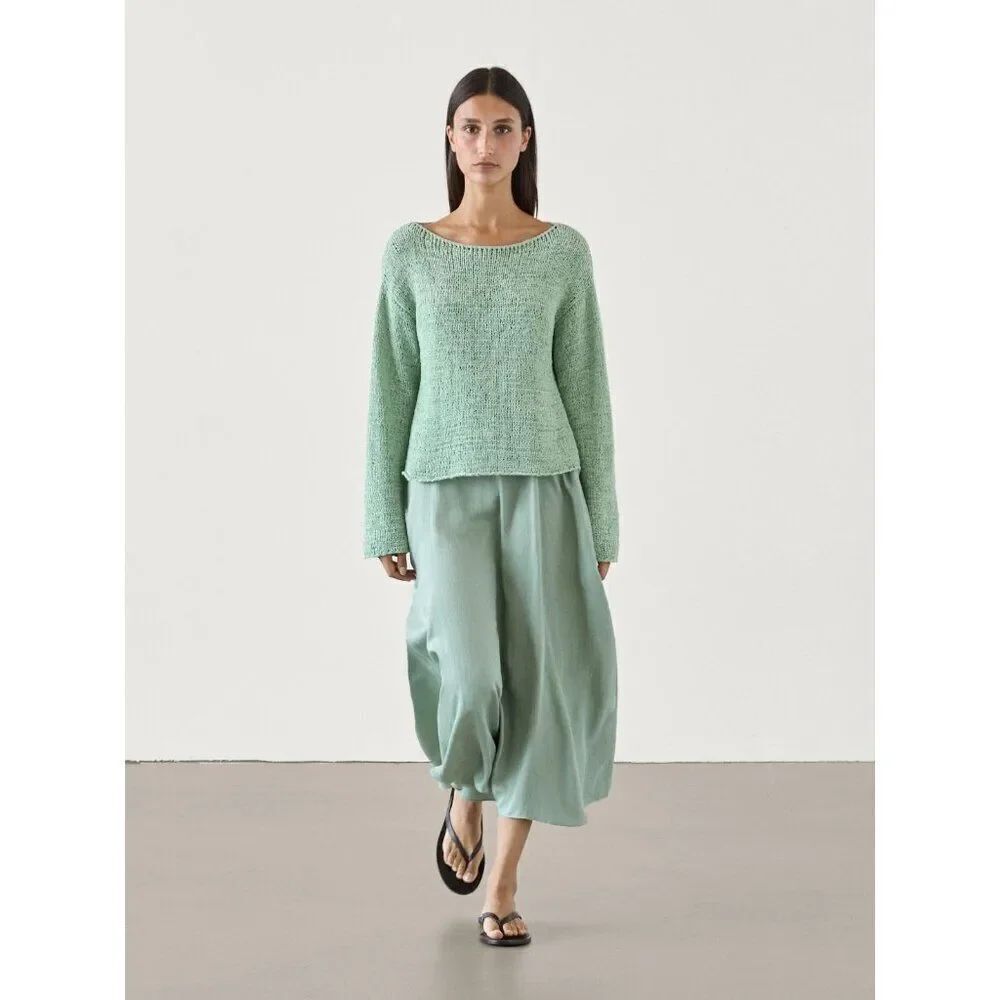 Massimo Dutti Womens Sweater S Small Pullover Green Flecked Knit 5614/608 DEFECT